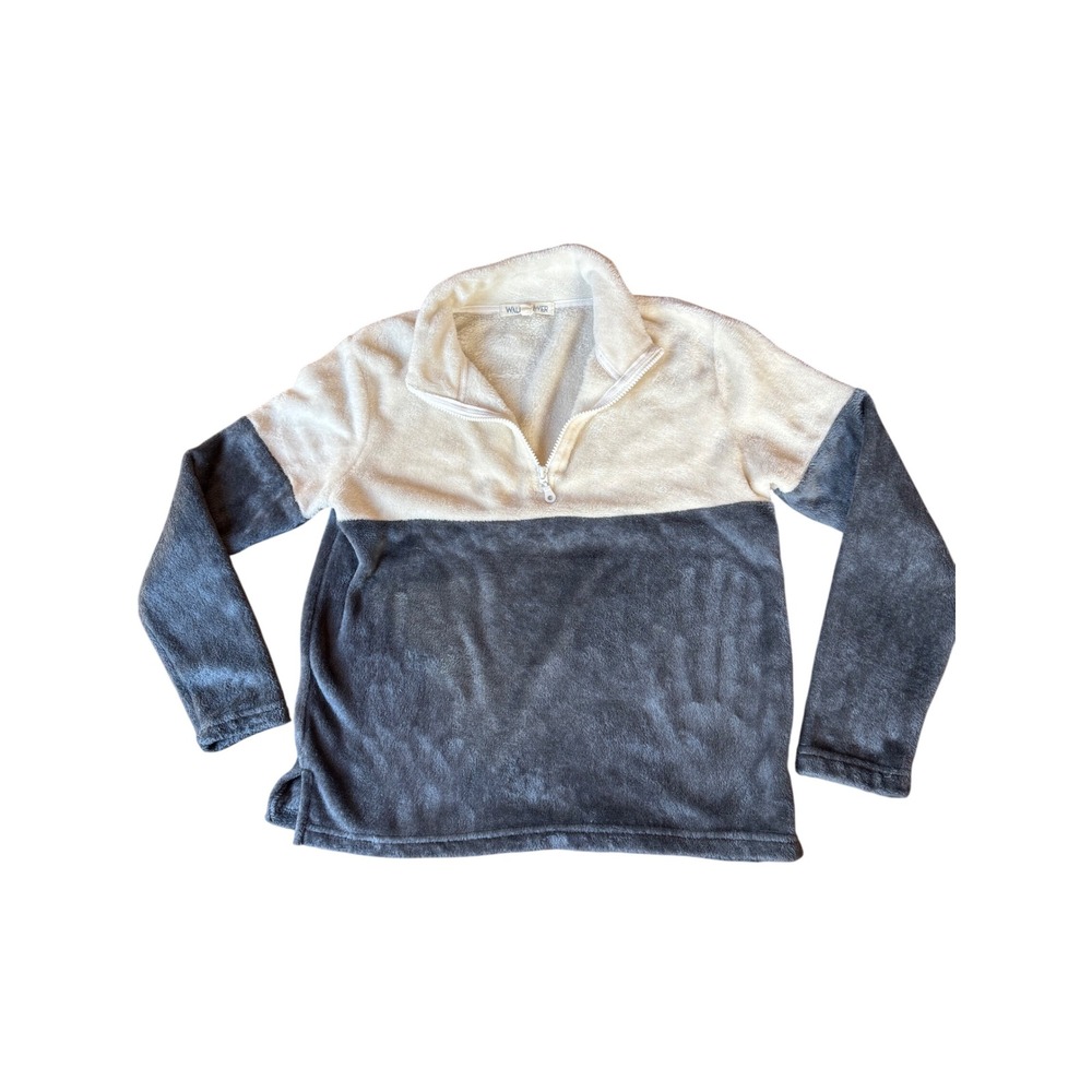 Wallflower Two Tone Plush Fleece Quarter Zip Pullover Top Size M